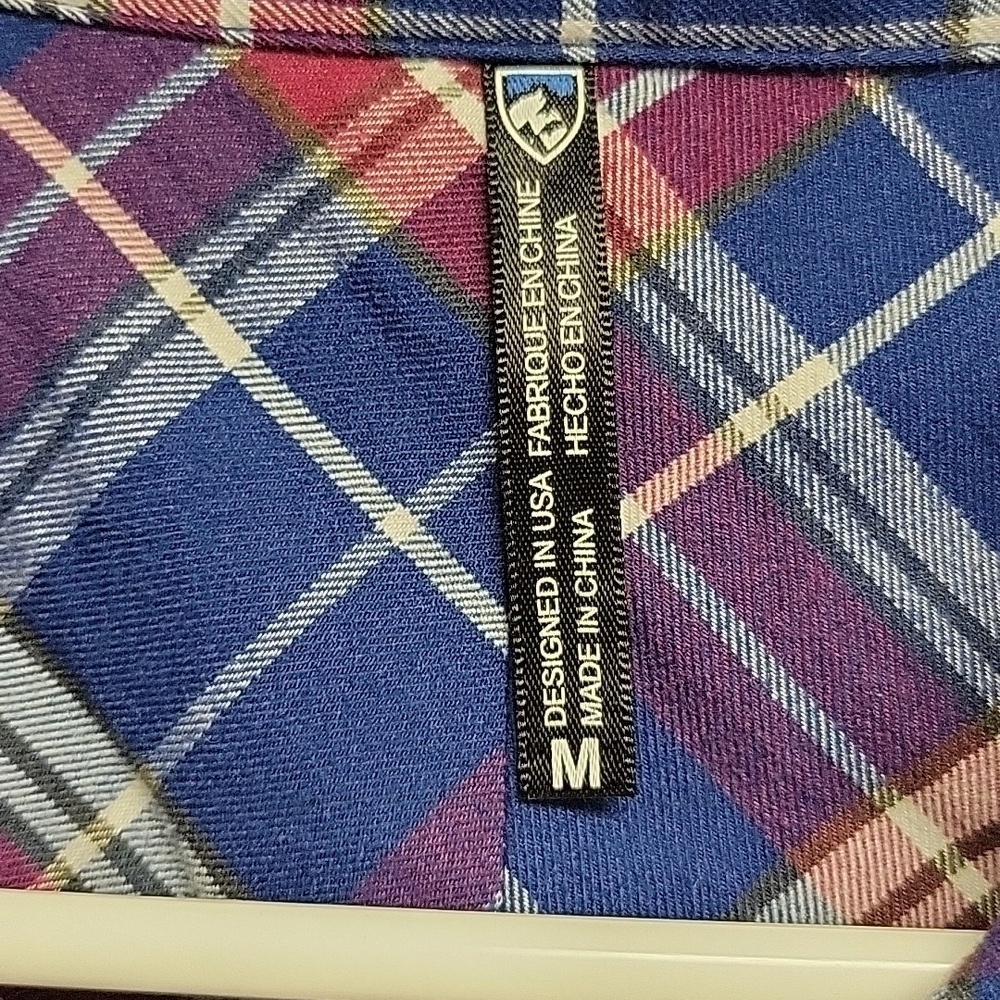 Kuhl Blue & Red Plaid Flannel Button-Up Shirt Medium outdoor women's casual - Picture 7 of 9